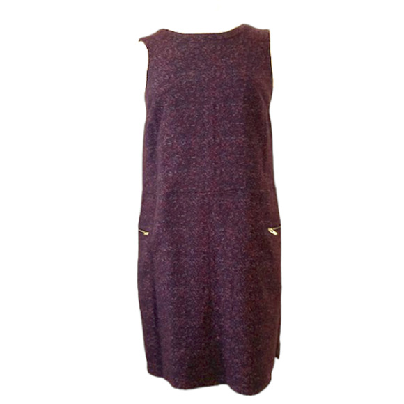 Dark Purple & Navy TWEED Shift Dress with POCKETS - Merona - Size M - Picture 4 of 13